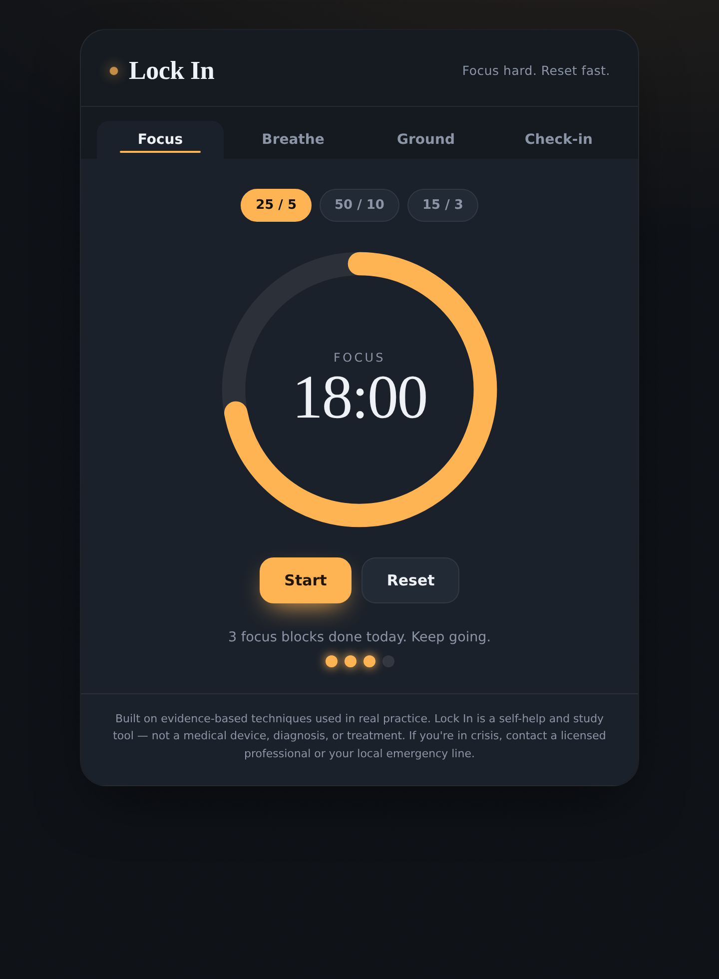 Lock In — Focus & Reset Companion