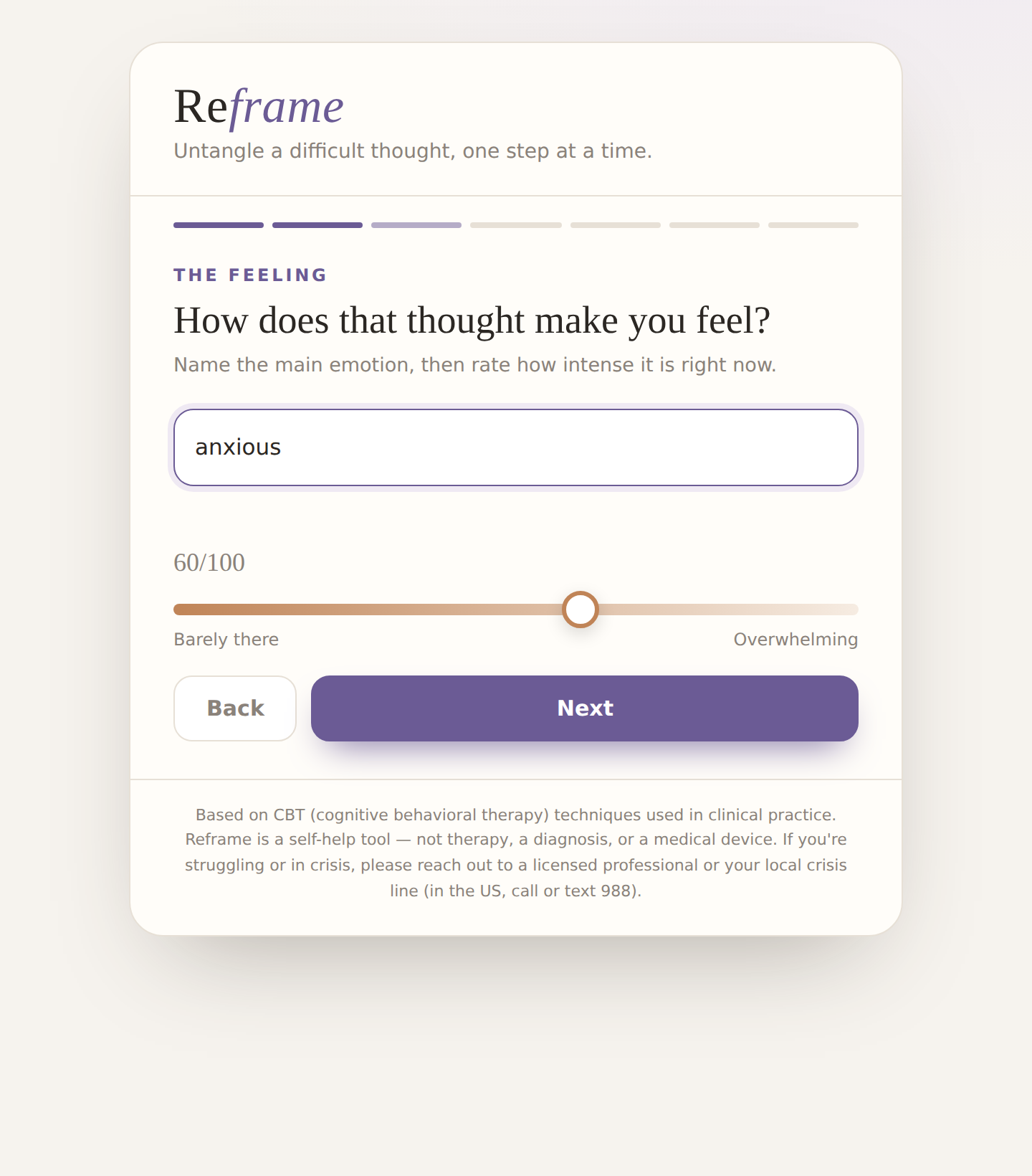 Reframe — Guided CBT Thought-Record Tool | Anxiety & Overthinking | Self-Help Web App (Instant Download)